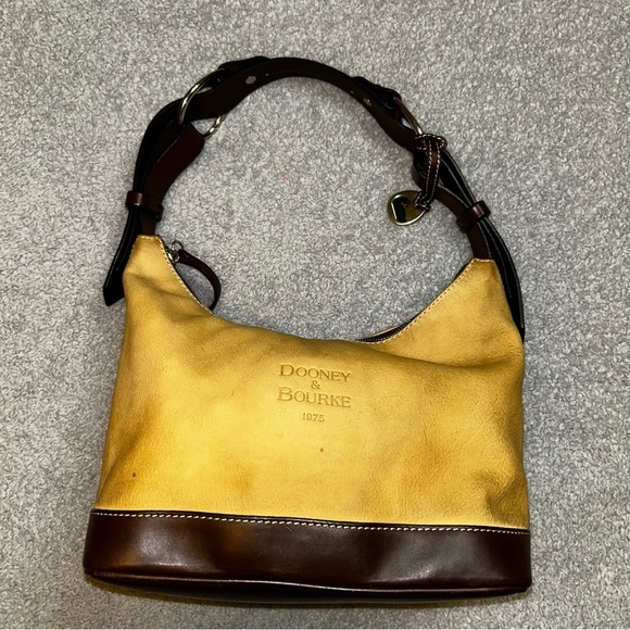 Dooney & Bourke Yellow and Brown Hobo Bag - Picture 1 of 9
